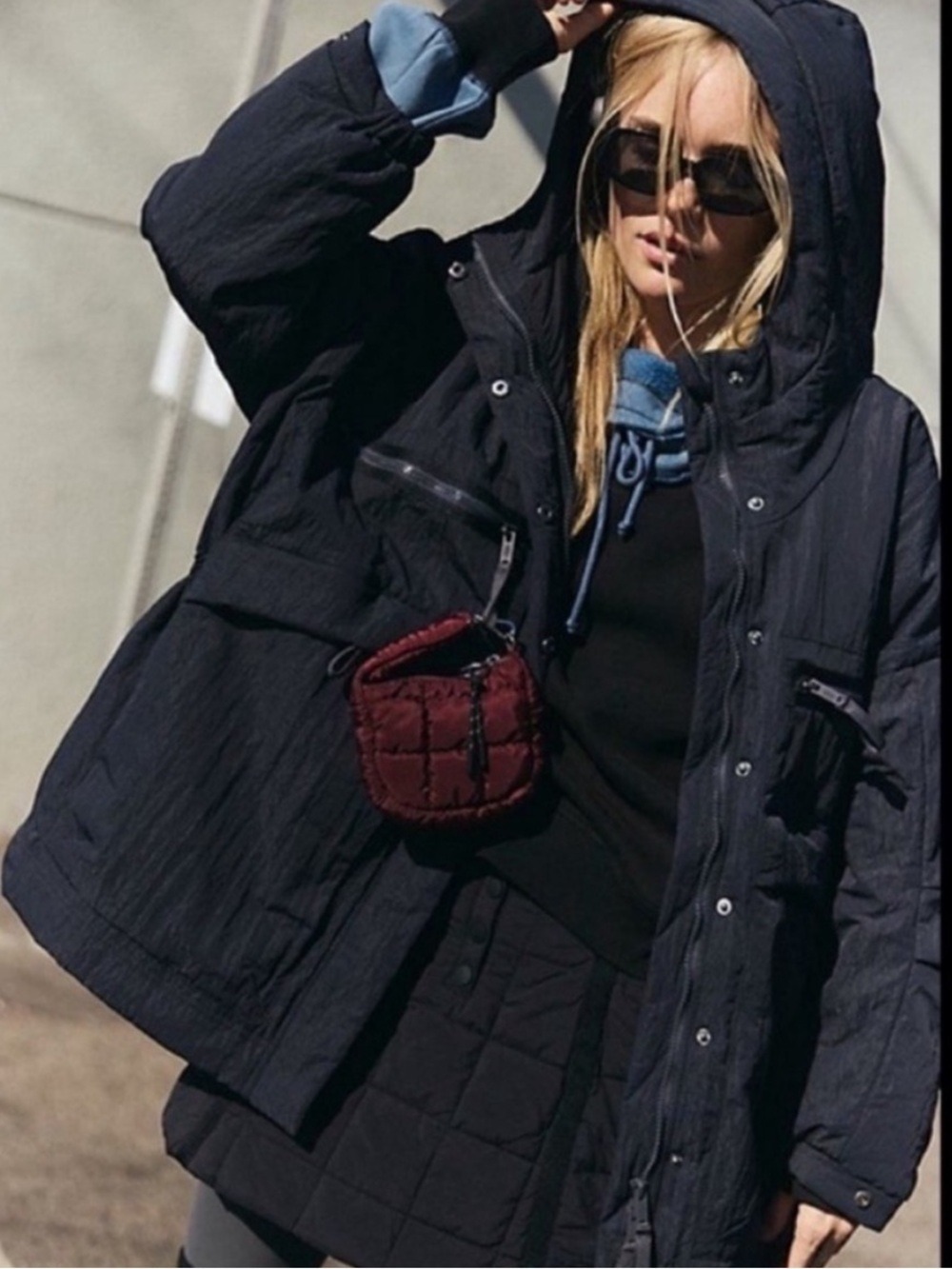FP Movement by Free People Quilted Jacket in Charcoal Gray XS -S